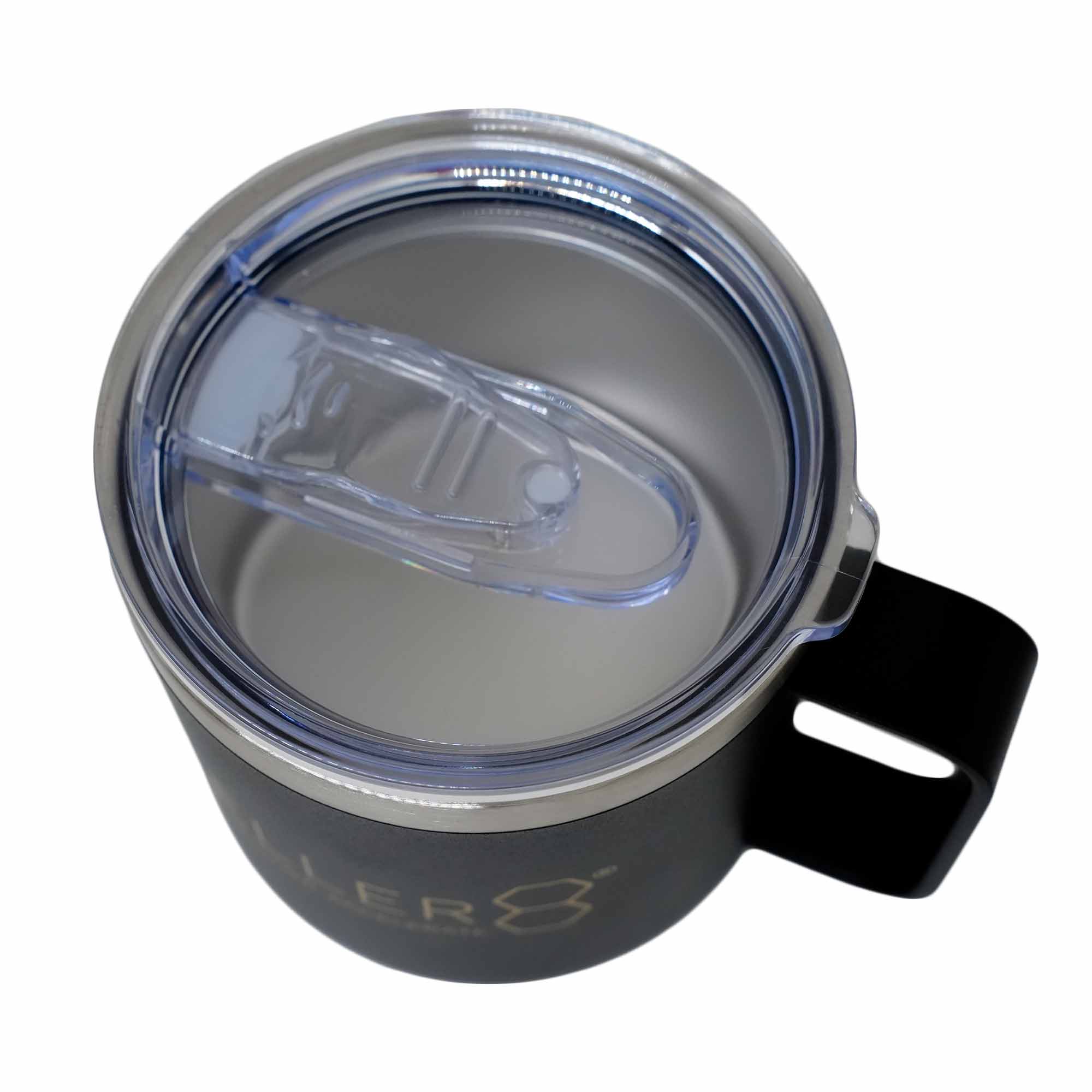 CELLER8 Metal Black mug with lid top view