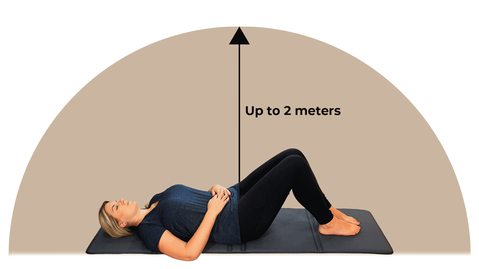When on PEMF mat showing field range of CELLER8 PEMF mat